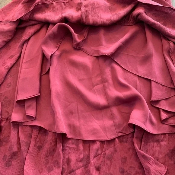 NWT Max Studio Dress Maxi Ruffled Hem Size XS Burgundy Raspberry Color - Picture 8 of 16